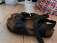 全黑Birkenstock 38碼羅馬涼鞋