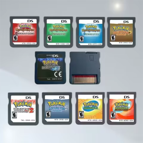 NDS game cartridges: White 2, Black 2, HeartGold, SoulSilver, game cartridges, English version, comp