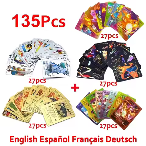 30-165pcs Gold Pokemon Colorful Card Set Black Vmax Vstar Sliver GX Box Pikachu Carta Charizard Germ