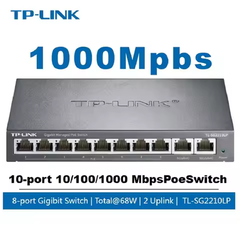 TP-LINK PoE Switch 8-port Gigabit PoE+2 Gigabit Uplink 10-port 1000M Switch TL-SG2210LP VLAN Support