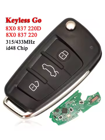 jingyuqin 8X0837220 /8X0837220D Remote Car Key Integrated 315/434MHZ ID48 Chip For AUDI A1 Q3 Keyles