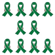 WANDIC 10 Pcs Green Ribbon Pin, Mental Health Liver Cancer Bile Duct Cancer Environment Issue Awaren