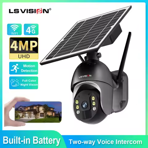 LS VISION 2K 4G Solar Security Camera Outdoor 4MP Wireless WiFi PTZ  Human Detection Surveillance Ca