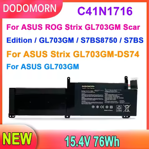 New Laptop Battery C41N1716 For Asus ROG Strix GL703GM GL703GS S7BS S7BS8750 GL703G GL703GM GL703GM-