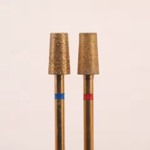 5mm Large Tapered Barrel Cuticle Clean Nail Drill Bit, Titanium Russian Diamond Nail Bits Nail Clean