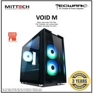 Tecware VOID M Casing | Tempered Glass Panel | Black case wires | 3x Orbis F1 ARGB Fan | Hub + Remote