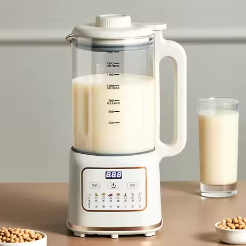 1.5L Household Soymilk Maker, Stainless Steel Filter-Free Heating Soy Bean Milk Machine, Multifuncti