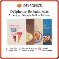 Delphonics Rollbahn 2026 A6 Monthly Planner Notebook – American Sweets Series (Ice Cream, Hotcake, L
