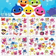 ✅(4Sheet)Pink-Fong Baby Shark Family Tattoo Stickers Kid's Birthday Party Funy Sticker Children's Day Gifts