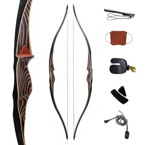 Deerseeker Archery One-piece Traditional Longbow Set Bamboo Core Laminated Limbs for Youth & Adults 