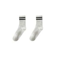 Kaos Kaki Wanita Double Stripe Socks Garis 2 Casual Kekinian Garis Hitam Panjang Sebetis 6995  ptt