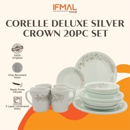 Corelle Deluxe Silver Crown 20pc Dinner Set Tableware Set | IFMAL | Made in USA | Ready Stock