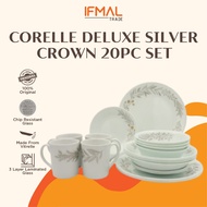Corelle Deluxe Silver Crown 20pc Dinner Set Tableware Set Pinggan Mangkuk | IFMAL | Made in USA | Re