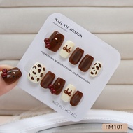 10PCS Cat Eyes Handmade Press on Nails Shiny Fake Nails with Jelly Sticker FM101