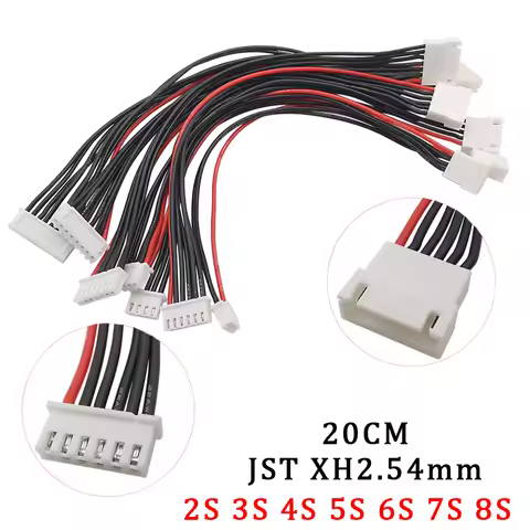 5Pc 20CM JST XH2.54mm LiPo Battery Balance Charger Plug Extension Cord Connector 2S 3S 4S 5S 6S 7S 8