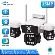 15MP 7K UHD WiFi Camera 3 PTZ Lenses Triple Screen Display AI Tracking Color Night Vision IP66 Water