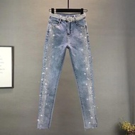 High Waist Shot and Capris Trousers Pencil Women's Pipe Jeans Z Shiny Baggy Aesthetic Cowboy Pants f