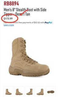 Reebok.8吋戰術靴.安全鞋.纖維頭.側拉鍊