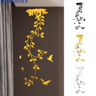 Elegant Removable Flower Vine Wall Sticker Mirror Acrylic Decal for Home Room