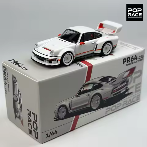 POPRACE 1:64 Singer 911 DLS Turbo 964 White alloy car Model 226