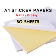 (50 sheets) A4 Sticker Paper MATTE and GLOSSY 80gsm / inkjet friendly / Self-adhesive
