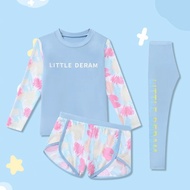 UPF 50+ Girls Rash Guard Swim Set | Long Sleeve Top & Shorts for Swimming Lessons | Sun Protection