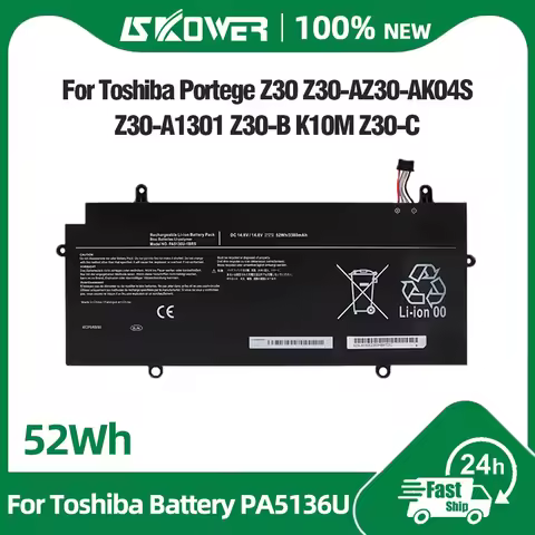 New 52Wh PA5136U-1BRS Laptop Battery for Toshiba Portege Z30 Z30-A Z30-B K10M Z30-A1301 Z30-AK01S Z3