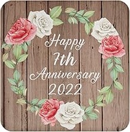 Designsify Gifts, Happy 7th Anniversary 2022, Drink Coaster B Mat Wipe-Clean Non-Slip Non-Skid Cork 
