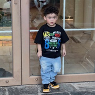 BLACK T-SHIRT WITH NUMBERS Loose Form Boxy 100% Cotton 2C 260G THICK STANDING FORM