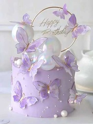 10入組蝴蝶蛋糕裝飾,生日烘烤裝飾,迷你蝴蝶紙杯蛋糕裝飾