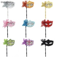 ️GG ️ Masquerade Mask with Holding Stick, Venetian Half Face Mask for Women PH