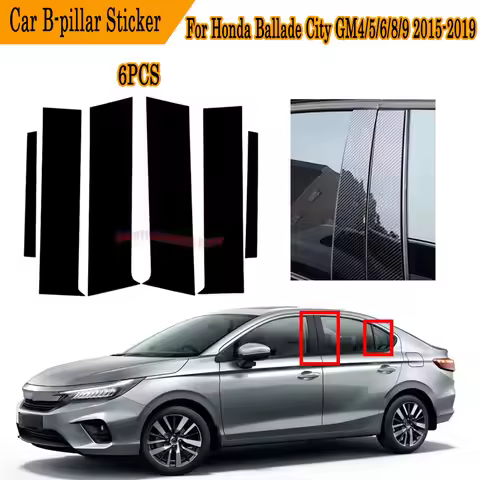 For Honda Ballade City GM4/5/6/8/9 2015-2019 Silver Carbon Gloss Black Window Pillar Post Protective