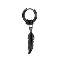 Anting Jepit Pria Wanita Liontin Bulu Fashion Earrings Hip Hop Anting Stud Titanium Anti Karat