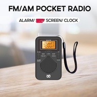 Pocket Radio Wodeke W-206 Portable Mini Size Dual Band FM/AM Radio Gift for Parents Alarm Clock