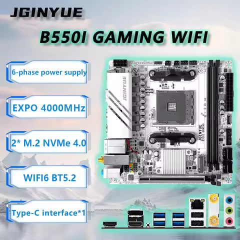 JGINYUE B550 AM4 mini ITX Motherboard supports Ryzen 4000/5000 series DDR4 RAM Desktop PCIe4.0 WiFi6