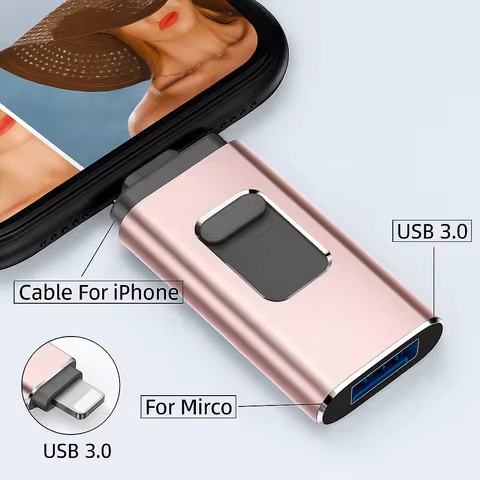 4in1 USB 3.0 Flash Drive For Iphone TYPE-C 128GB-1TB OTG Pen Drive Thumb Drive TYPE-C Memory Stick 4