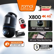 [Grand Launch] 70mai Omni 360° 4K X800 Dash Cam 4G GPS AI Parking Surveillance Front and Rear Dashca
