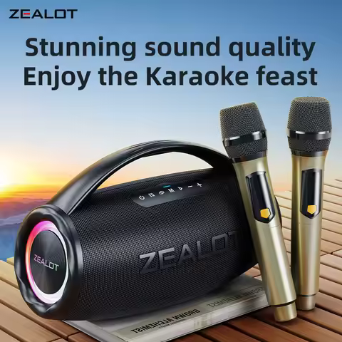 Zealot-S97 Karaoke Portable Bluetooth Speaker, Wireless Portable Speaker with 1-2 Microphone, Karaok