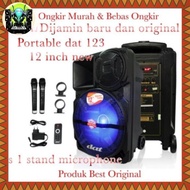 Speaker Aktif Portable Dat123 2 Mic Wireless Dat 12 Inch Original