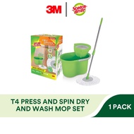 3M Scotch Brite T4 Press And Spin Dry And Wash Mop Set, 1 Pack