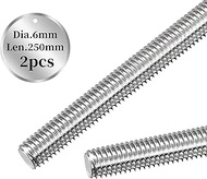 BELLA BAYS 2pcs M6-1 Metric Fully All Threaded Rod 6mm x 250mm (0.236 x 9.843 inches) 304 Stainless 