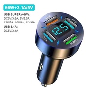 ZUZG 66W Car Charger Quick Charger Adapter 4-Port USB A+USB C Fast Charging Phone Charger for iPhone
