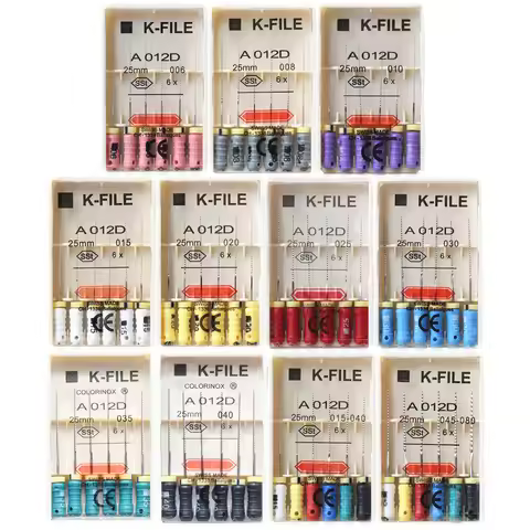 6pcs/Pack 21/25/31mm Dental K-FILE SSt Endo Root Canal K Files Hand Use Endodontic Finger Spreader D