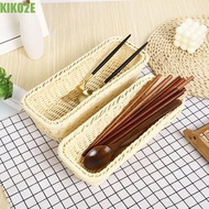 KIKO2E Faux Wicker Tray, Household Simple Imitation Rattan Storage Basket, Universal Rectangular Sav