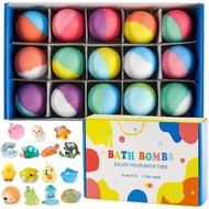 Bath Bombs สําหรับเด็กที่มีความประหลาดใจภายใน,ชุดของขวัญระเบิดอาบน้ําสําหรับเด็ก 15 แพ็ค, ออร์แกนิกธ