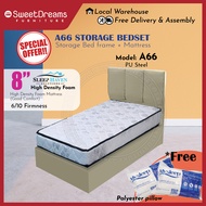 A66 Divan/Storage Bed Frame | Frame + 8" Sleep Haven High Density Foam Mattress