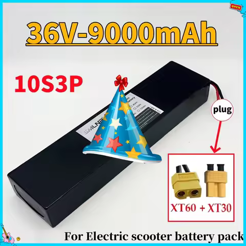 36V 9000mAh Newly upgraded Rechargeable 10S3P 42V Electric Battery Pack 18650 Lithium M365 for XT60+