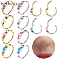 Bodyace 1 Pc 18G Nose Piercing Stianless Steel Nose Ring Opal Nostril Piercing Gold Septum Ring Circ