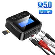 Bluetooth 5.0 Audio Receiver Transmitter 3.5mm AUX Jack RCA USB Dongle Stereo LCD + SD Wireless Adapter For Car PC Headphone