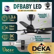 DEKA DFBABY LED 5 Blades Ceiling Fan 46"  AC Motor 4 Speed Remote Control LED Ceiling Fan 46Inch Kip